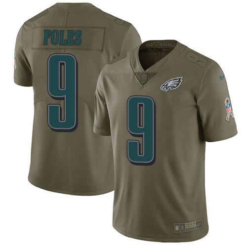 Nike Eagles #9 Nick Foles Olive Youth Stitched NFL Limited Salute to Service Jersey